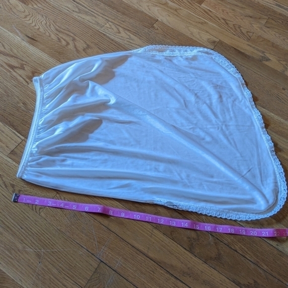 Vintage Fortune Medium White Double Side Slit Skirt Slip w/ Lace Trim - Picture 5 of 7